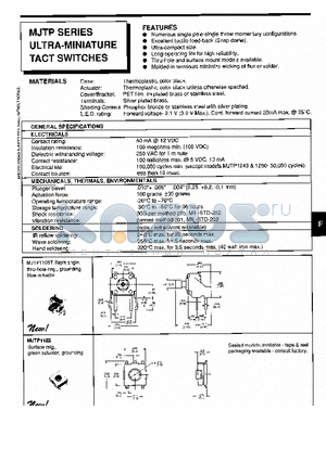 MJTP1230 datasheet - MJTP SERIES ULTRA-MINIATURE TACT SWITCHES