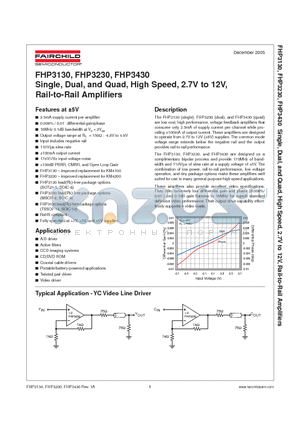 FHP3230 datasheet - Single, Dual, and Quad, High Speed, 2.7V to 12V, Rail-to-Rail Amplifiers