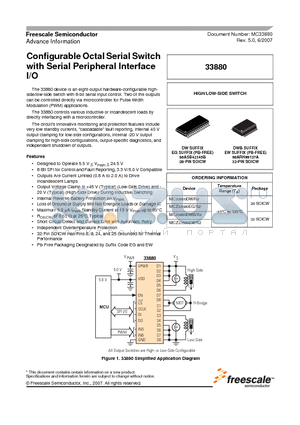 MC33880DWB datasheet - Configurable Octal Serial Switch with Serial Peripheral Interface I/O