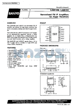 LA8615M datasheet - Narrowband FM IF Amplifiers for Pager Receivers