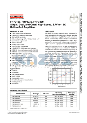 FHP3230 datasheet - Single, Dual, and Quad, High-Speed, 2.7V to 12V, Rail-to-Rail Amplifiers