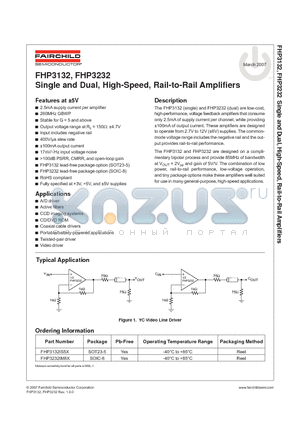FHP3232 datasheet - Single and Dual, High-Speed, Rail-to-Rail Amplifiers
