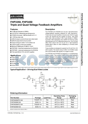 FHP3350IMTC14X datasheet - Triple and Quad Voltage Feedback Amplifiers