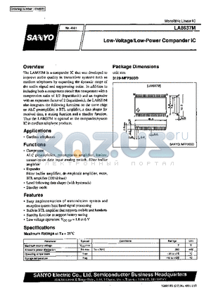 LA8637M datasheet - Low-Voltage/Low-Power Compander IC