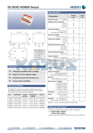 HCD351/ERFL datasheet - 5V OCXO HCMOS Output