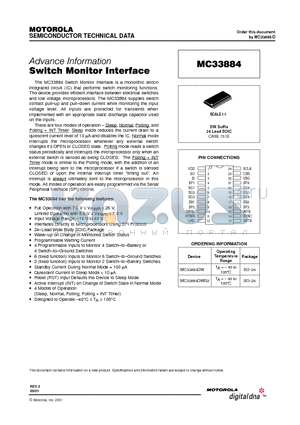 MC33884DWR2 datasheet - SWITCH MONITOR INTERFACE