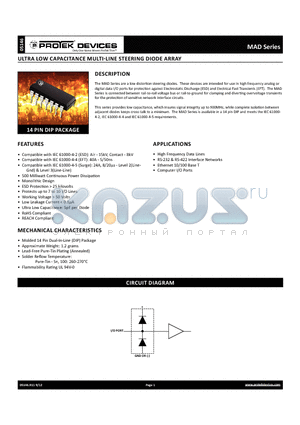 MAD1105 datasheet - ULTRA LOW CAPACITANCE MULTI-LINE STEERING DIODE ARRAY