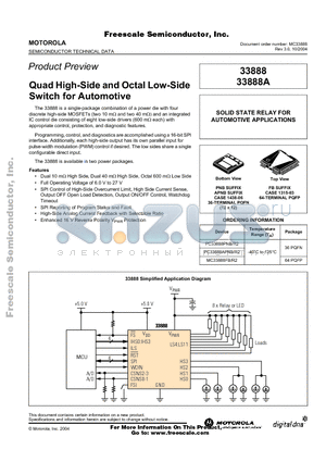 MC33888 datasheet - Quad High-Side and Octal Low-Side Switch for Automotive