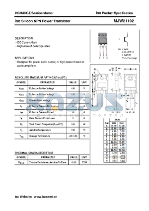 MJW21192 datasheet - isc Silicon NPN Power Transistor