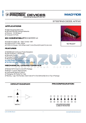 MAD1108 datasheet - STEERING DIODE ARRAY