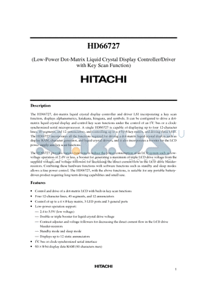 HCD66727A04 datasheet - Low-Power Dot-Matrix Liquid Crystal Display Controller/Driver with Key Scan Function