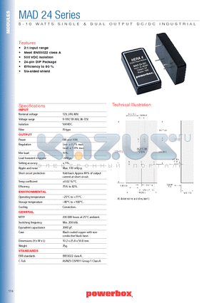 MAD24009 datasheet - 8-10 WATTS SINGLE & DUAL OUTPUT DC/DC INDUSTRIAL