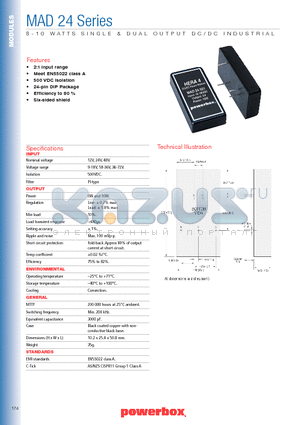 MAD24039 datasheet - 8-10 WATTS SINGLE & DUAL OUTPUT DC/DC INDUSTRIAL