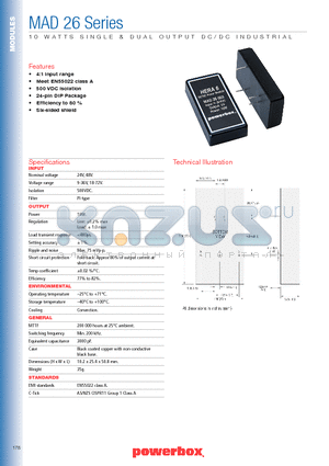 MAD26006 datasheet - 10 WATTS SINGLE & DUAL OUTPUT DC/DC INDUSTRIAL