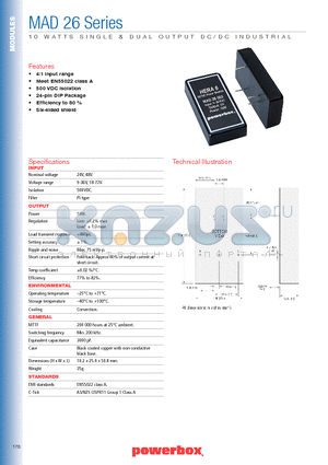MAD26021 datasheet - 10 WATTS SINGLE & DUAL OUTPUT DC/DC INDUSTRIAL