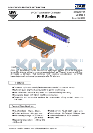 FI-E14C2 datasheet - LVDS Transmission Connector