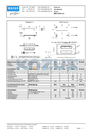MK01-BV01315_DE datasheet - (deutsch) MK Reed Sensor