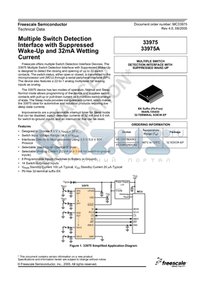 MC33975 datasheet - Multiple Switch Detection Interface with Suppressed Wake-Up and 32mA Wetting Current