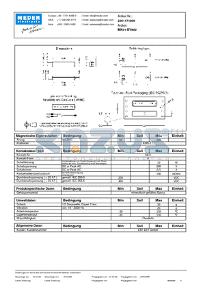 MK01-BV800_DE datasheet - (deutsch) MK Reed Sensor