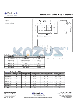 MTB5000-Y datasheet - Marktech Bar Graph Array (5 Segment)