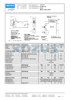 MK02-0-1A66-1400W_DE datasheet - (deutsch) MK Reed Sensor