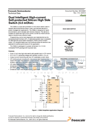 MC33984CHFK datasheet - Dual Intelligent High-current Self-protected Silicon High Side Switch (4.0 mOhm)