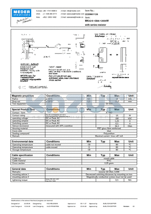 MK02-0-1A66-12000W datasheet - MK Reed Sensors