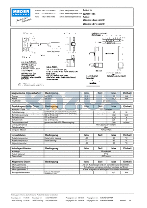 MK02-0-1A66-1500W_DE datasheet - (deutsch) MK Reed Sensor