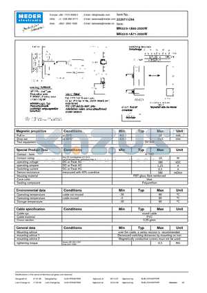 MK02-0-1A66-2500W datasheet - MK Reed Sensors
