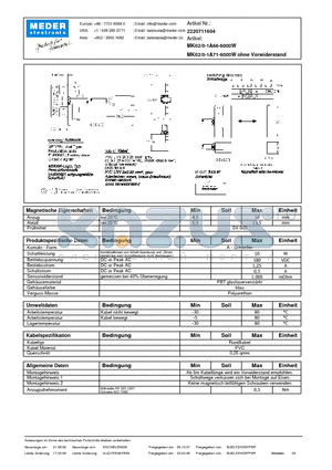 MK02-0-1A66-6000W_DE datasheet - (deutsch) MK Reed Sensor