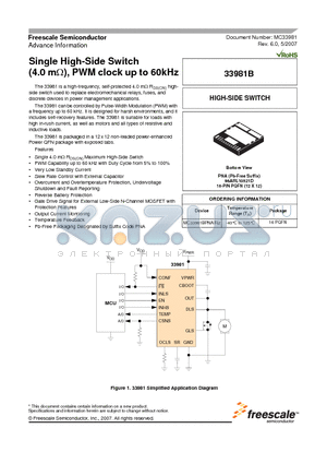 MC33981BPNA datasheet - Single High-Side Switch (4.0 m), PWM clock up to 60kHz