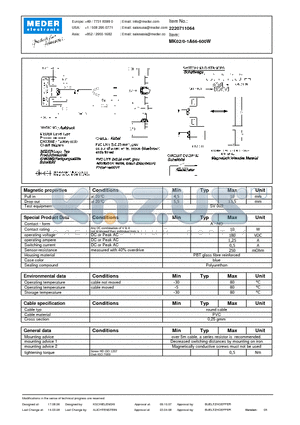 MK02-0-1A66-600W datasheet - MK Reed Sensors