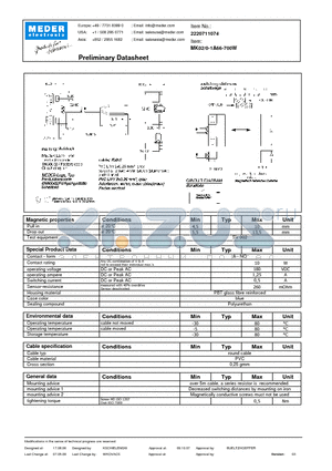 MK02-0-1A66-700W datasheet - MK Reed Sensors