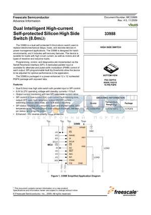 MC33988 datasheet - Dual Intelligent High-current Self-protected Silicon High Side Switch (8.0mY)