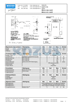 MK02-0-1A71-1000W_DE datasheet - (deutsch) MK Reed Sensor