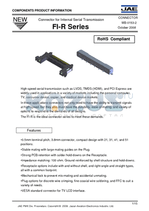 FI-RE21CL-SH2-3000 datasheet - Connector for Internal Serial Transmission