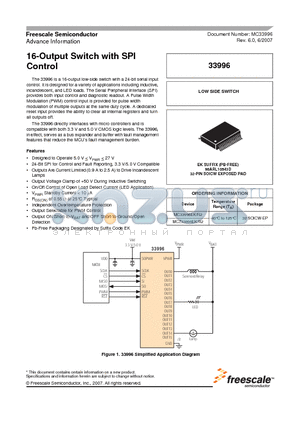 MC33996EKR2 datasheet - 16-Output Switch with SPI Control