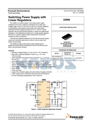 MC33998 datasheet - Switching Power Supply with Linear Regulators