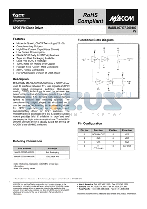 MADR-007097-0001TR datasheet - SPDT PIN Diode Driver