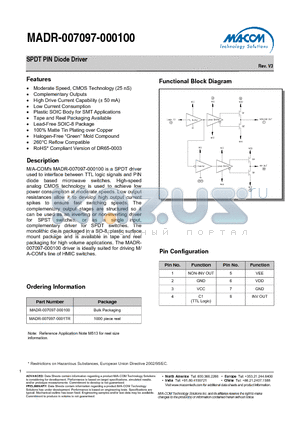 MADR-007097-0001TR datasheet - SPDT PIN Diode Driver