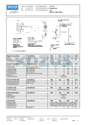 MK02-0-1A84-2500X datasheet - MK Reed Sensors