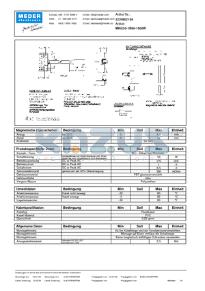 MK02-0-1B90-1500W_DE datasheet - (deutsch) MK Reed Sensor