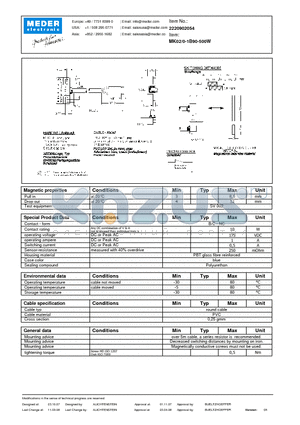 MK02-0-1B90-500W datasheet - MK Reed Sensors