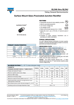 GL34A datasheet - Surface Mount Glass Passivated Junction Rectifier