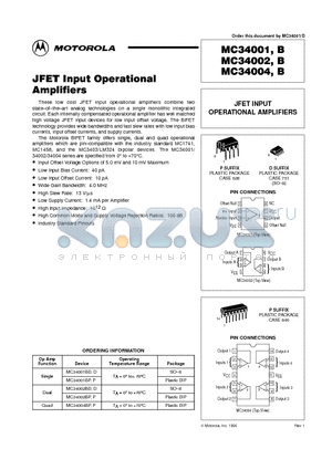 MC34002D datasheet - JFET INPUT OPERATIONAL AMPLIFIERS