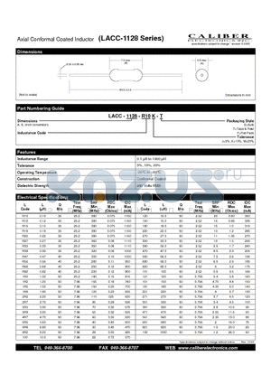 LACC-1128-102K-B datasheet - Axial Conformal Coated Inductor