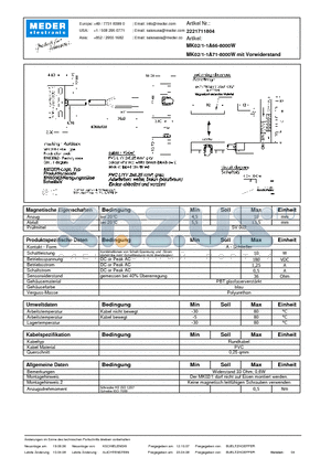 MK02-1-1A66-8000W_DE datasheet - (deutsch) MK Reed Sensor