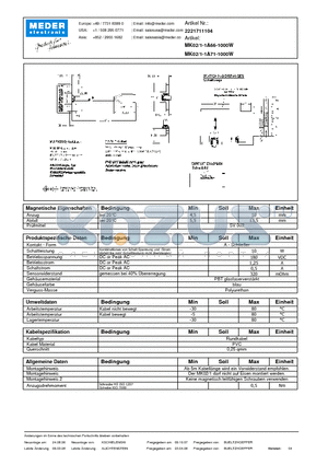 MK02-1-1A66-1000W_DE datasheet - (deutsch) MK Reed Sensor