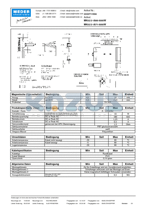 MK02-2-1A66-5000W_DE datasheet - (deutsch) MK Reed Sensor