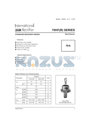 70HFR140M datasheet - STANDARD RECOVERY DIODES